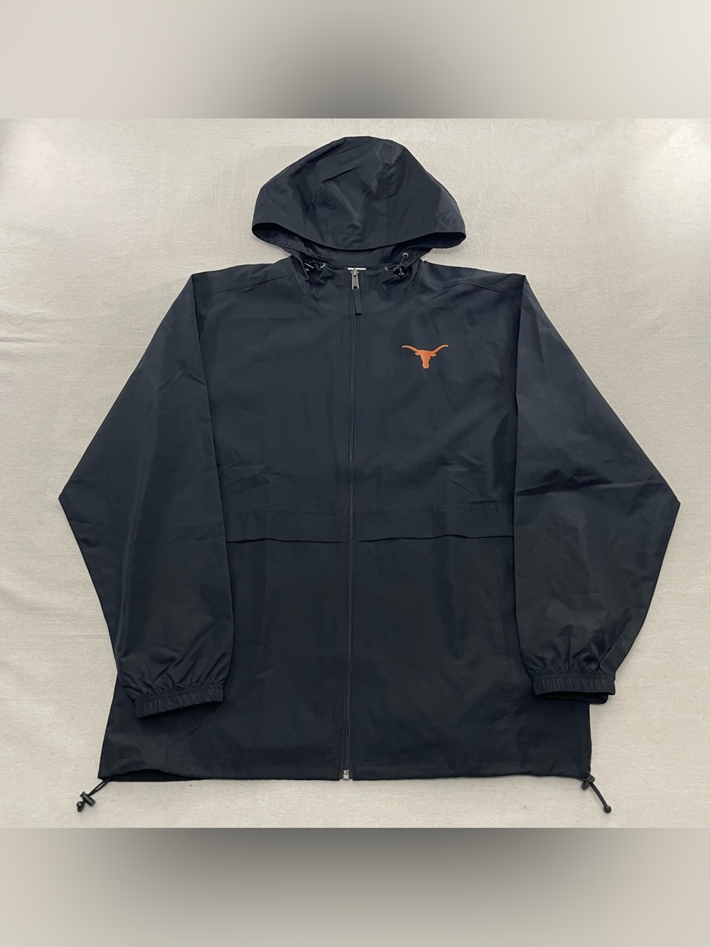 Champion Texas Longhorns Hooded Windbreaker Jacket Mens L Black Full Zip Light
